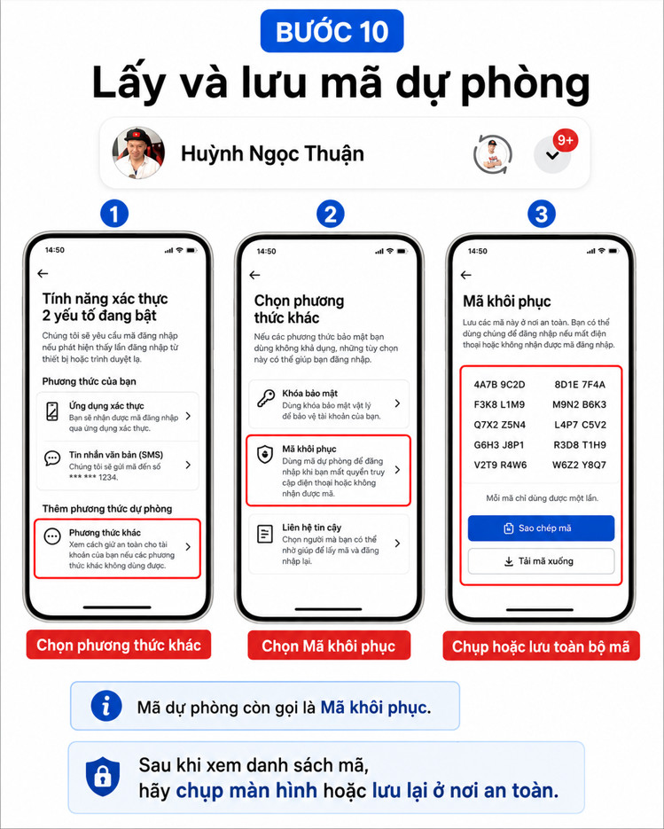 Hướng dẫn cách lấy mã dự phòng Facebook mới nhất